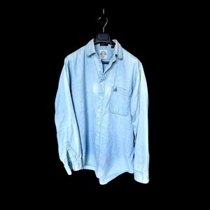 Gant Salty Dog Vintage Light Wash Denim Button Down Shirt Mens Large Tall LT
